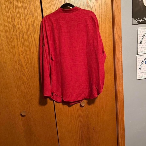 Red cotton long sleeve shirt with a boho vibe - Picture 2 of 4